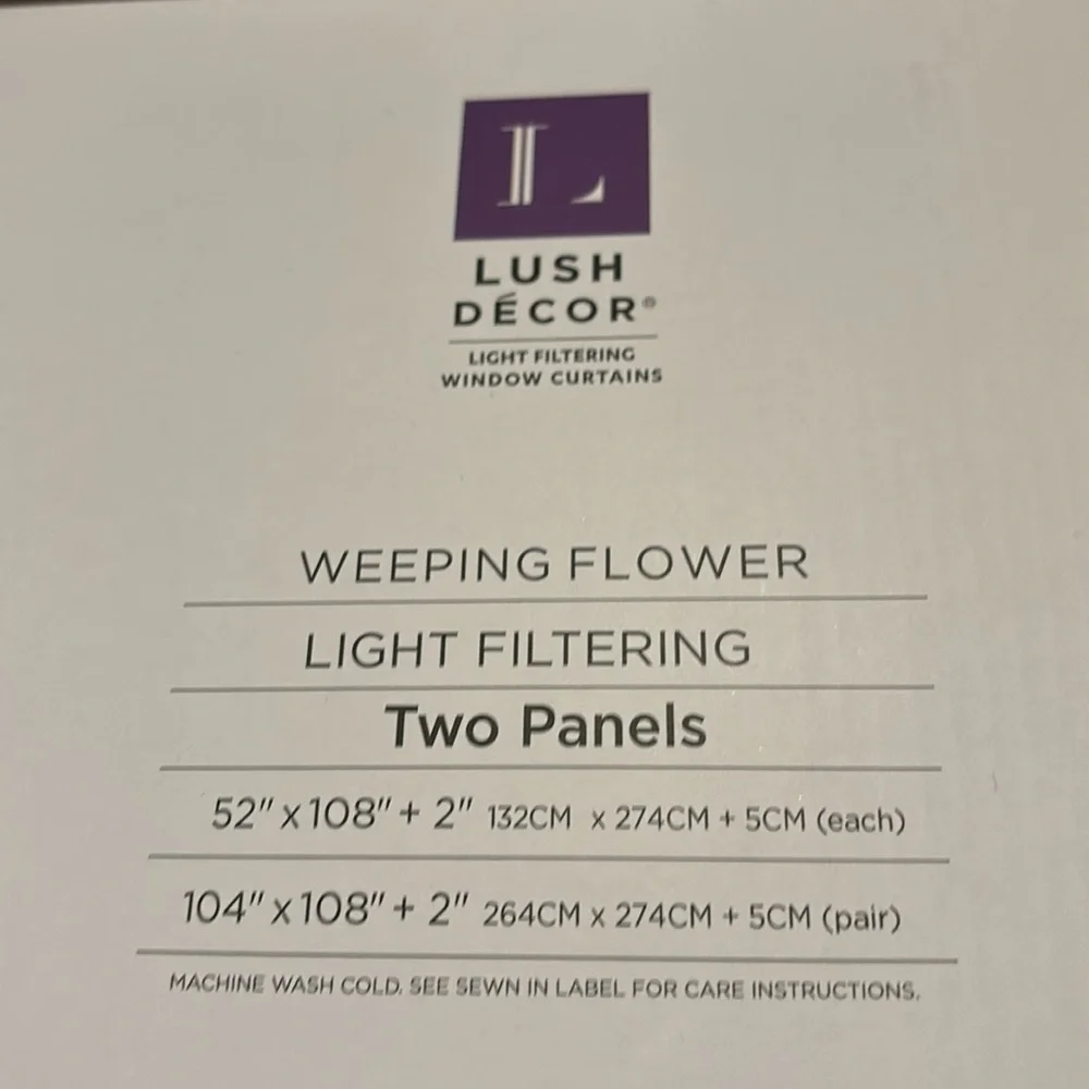 Lush Decor Weeping Flower, 2 panel set, Light Filtering,satin feel curtains